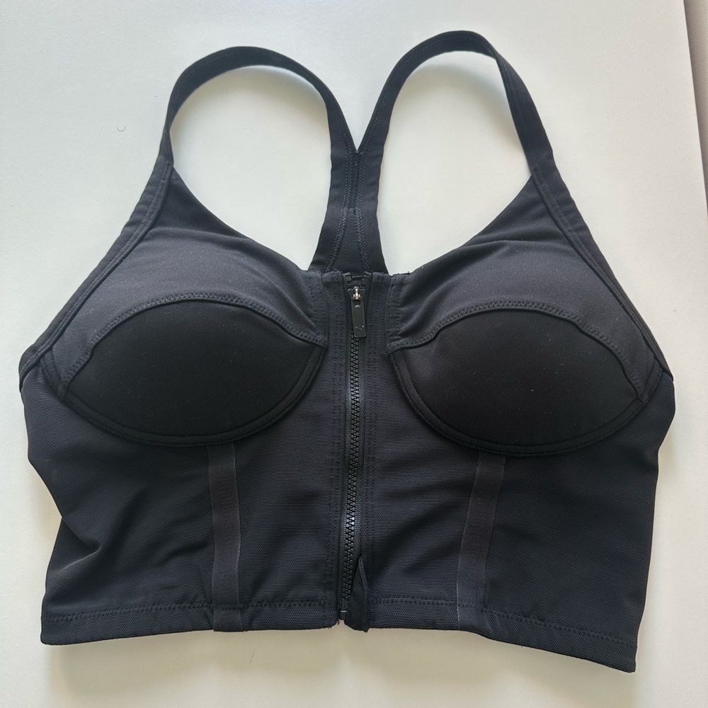 Puma Black Sports Bra with Front Zip